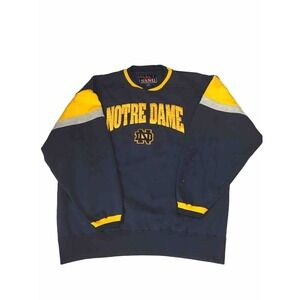 Notre Dame Mens XL Vintage Embroidered Sweatshirt Navy Yellow White Galt Sand